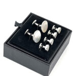 Cufflinks and Studs Dress Shirt Set 925 Sterling Silver English Hallmarks Set With Mother of Pearl Ari D Norman