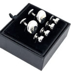 Plain Cufflinks And Dress Shirt Stud Set, finished in 925 English Hallmarked Sterling Silver