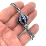 Elizabethan Style Balloon Shaped Necklace With Blue Enamel And Marcasite Finished In 925 English Hallmarked Sterling Silver 3 Elizabethan Style Balloon Shaped Necklace With Blue Enamel And Marcasite Finished In 925 English Hallmarked Sterling Silver