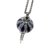 Elizabethan Style Balloon Shaped Necklace With Blue Enamel And Marcasite Finished In 925 English Hallmarked Sterling Silver 4 Elizabethan Style Balloon Shaped Necklace With Blue Enamel And Marcasite Finished In 925 English Hallmarked Sterling Silver