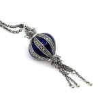 Elizabethan Style Balloon Shaped Necklace With Blue Enamel And Marcasite Finished In 925 English Hallmarked Sterling Silver 6 Elizabethan Style Balloon Shaped Necklace With Blue Enamel And Marcasite Finished In 925 English Hallmarked Sterling Silver