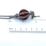 Elizabethan Style Balloon Shaped Necklace With Red Enamel And Marcasite Finished In 925 English Hallmarked Sterling Silver