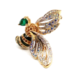 Bee Pin Brooch With Enamel And Sparkling Czech Crystals | Gold Plated