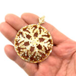 Snow Flake Pendant Gold Plated Metal Alloy Set With Clear Czech Crystals