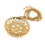 Snow Flake Pendant Gold Plated Metal Alloy Set With Clear Czech Crystals