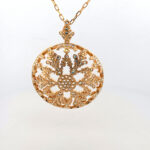 Snow Flake Pendant Gold Plated Metal Alloy Set With Clear Czech Crystals