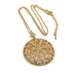 Snow Flake Pendant Gold Plated Metal Alloy Set With Clear Czech Crystals