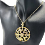 Snow Flake Pendant Gold Plated Metal Alloy Set With Clear Czech Crystals