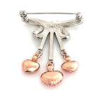 Bow Pin Brooch Rhodium Plated Metal Alloy Set With Clear And Pink Czech Crystals