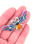 Bumble Bee Pin Brooch With Enamel Marcasite Citrine And Onyx Finished In 925 English Hallmarked Sterling Silver