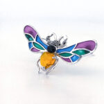 Bumble Bee Pin Brooch With Enamel Marcasite Citrine And Onyx Finished In 925 English Hallmarked Sterling Silver