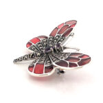 Butterfly Brooch Art Nouveau Style With Amethyst Enamel And Marcasite Finished In 925 English Hallmarked Sterling Silver 7 Butterfly Brooch Art Nouveau Style With Amethyst Enamel And Marcasite Finished In 925 English Hallmarked Sterling Silver
