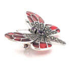 Butterfly Brooch Art Nouveau Style With Amethyst Enamel And Marcasite Finished In 925 English Hallmarked Sterling Silver 8 Butterfly Brooch Art Nouveau Style With Amethyst Enamel And Marcasite Finished In 925 English Hallmarked Sterling Silver
