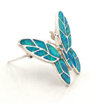 Butterfly Brooch With Blue Crushed Opal Resin, finished in 925 English Hallmarked Sterling Silver
