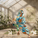 Butterfly Pin Brooch With Enamel And Sparkling Czech Crystals | Gold Plated