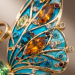 Butterfly Pin Brooch With Enamel And Sparkling Czech Crystals | Gold Plated