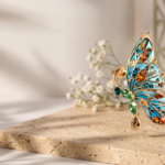 Butterfly Pin Brooch With Enamel And Sparkling Czech Crystals | Gold Plated