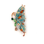 Butterfly Pin Brooch With Enamel And Sparkling Czech Crystals | Gold Plated