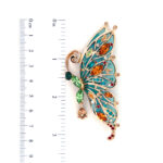 Butterfly Pin Brooch With Enamel And Sparkling Czech Crystals | Gold Plated