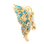 Butterfly Pin Brooch With Enamel And Sparkling Czech Crystals | Gold Plated