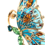Butterfly Pin Brooch With Enamel And Sparkling Czech Crystals | Gold Plated