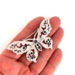 Butterfly Pin Brooch With Sparkling Czech Crystals | Rhodium Plated