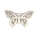 Butterfly Pin Brooch With Sparkling Czech Crystals | Rhodium Plated