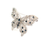 Butterfly Pin Brooch With Sparkling Czech Crystals | Rhodium Plated