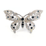 Butterfly Pin Brooch With Sparkling Czech Crystals | Rhodium Plated