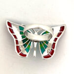 Butterfly Ring Set With Enamel And Marcasite Finished In 925 English Hallmarked Sterling Silver