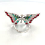 Butterfly Ring Set With Enamel And Marcasite Finished In 925 English Hallmarked Sterling Silver