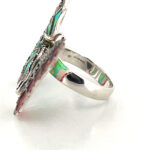 Butterfly Ring Set With Enamel And Marcasite Finished In 925 English Hallmarked Sterling Silver