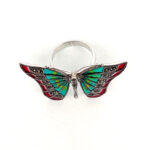Butterfly Ring Set With Enamel And Marcasite Finished In 925 English Hallmarked Sterling Silver