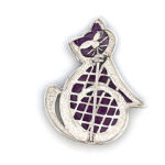 Cat Brooch Art Deco Style With Purple Enamel And Marcasite, finished in 925 English Hallmarked Sterling Silver