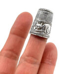 Cat Thimble Victorian Style Finished In 925 English Hallmarked Sterling Silver