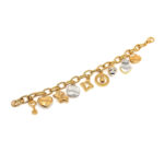 Charm Bracelet 1950s Style Gold Plated Metal Alloy Set With Clear Czech Crystals And Jewellers Enamel 4 Charm Bracelet 1950s Style Gold Plated Metal Alloy Set With Clear Czech Crystals And Jewellers Enamel