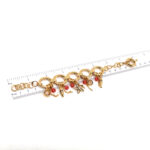 Charm Bracelet Victorian Style Gold Plated Metal Alloy Set With Clear Czech Crystals And Jewellers Enamel