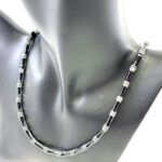 Bamboo Style Choker Necklace With Black Enamel And Marcasite Finished In 925 English Hallmarked Sterling Silver 7 Bamboo Style Choker Necklace With Black Enamel And Marcasite Finished In 925 English Hallmarked Sterling Silver