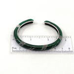 Cuff Bangle With Green Enamel And Marcasite Hinged Design, finished in 925 English Hallmarked Sterling Silver