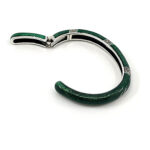 Cuff Bangle With Green Enamel And Marcasite Hinged Design, finished in 925 English Hallmarked Sterling Silver