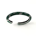 Cuff Bangle With Green Enamel And Marcasite Hinged Design, finished in 925 English Hallmarked Sterling Silver