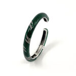 Cuff Bangle With Green Enamel And Marcasite Hinged Design, finished in 925 English Hallmarked Sterling Silver