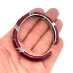 Bangle With Red Enamel And Marcasite Hinged Design, finished in 925 English Hallmarked Sterling Silver 3 Bangle With Red Enamel And Marcasite Hinged Design, finished in 925 English Hallmarked Sterling Silver