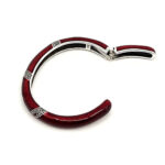 Bangle With Red Enamel And Marcasite Hinged Design, finished in 925 English Hallmarked Sterling Silver 4 Bangle With Red Enamel And Marcasite Hinged Design, finished in 925 English Hallmarked Sterling Silver