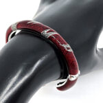 Bangle With Red Enamel And Marcasite Hinged Design, finished in 925 English Hallmarked Sterling Silver 8 Bangle With Red Enamel And Marcasite Hinged Design, finished in 925 English Hallmarked Sterling Silver