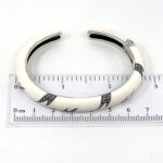 Cuff Bangle With White Enamel And Marcasite Snap Clasp Design, finished in 925 English Hallmarked Sterling Silver