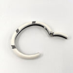 Cuff Bangle With White Enamel And Marcasite Snap Clasp Design, finished in 925 English Hallmarked Sterling Silver