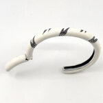 Cuff Bangle With White Enamel And Marcasite Snap Clasp Design, finished in 925 English Hallmarked Sterling Silver