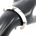 Cuff Bangle With White Enamel And Marcasite Snap Clasp Design, finished in 925 English Hallmarked Sterling Silver