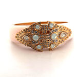 Cuff Bangle With Enamel And Sparkling Czech Crystals | Art Deco Style Gold Plated